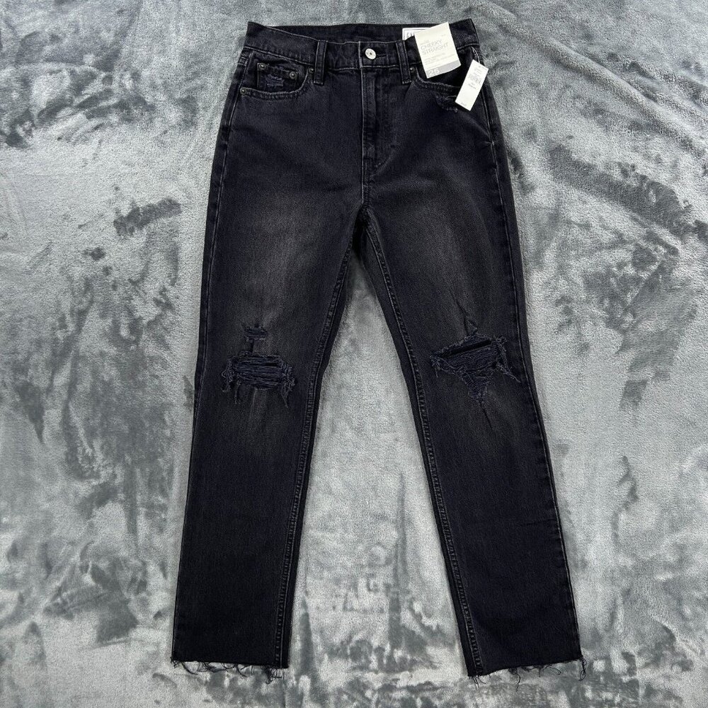 Gap Cheeky Straight Low Rise Distressed Black Jeans Women 25 0R
